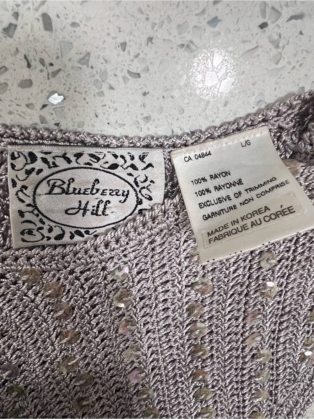 Vintage BLUEBERRY HILL 100% Rayon Sequined Beaded Knit Sleeveless Tank Top Sz L - Picture 9 of 9